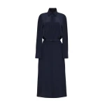 Adam Lippes Stacey Dress in Silk Crepe De Chine, Navy | Shirtdress | Luxury Shoes 