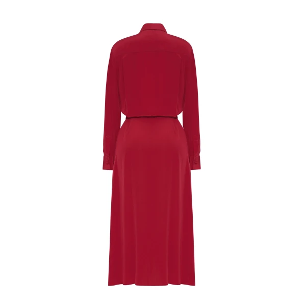 Adam Lippes Stacey Dress in Silk Crepe De Chine, Ruby