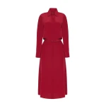 Adam Lippes Stacey Dress in Silk Crepe De Chine, Ruby | Shirtdress | Luxury Shoes 