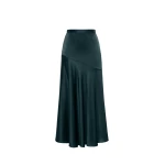 Adam Lippes Tess Skirt in Silk Charmeuse, Hunter Green | Midi Skirts | Luxury Shoes 