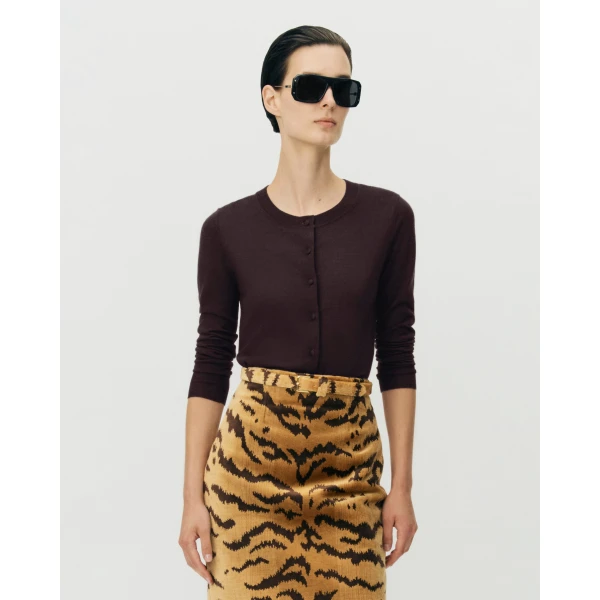 Adam Lippes Worth Cardigan in Fine Cashmere, Espresso