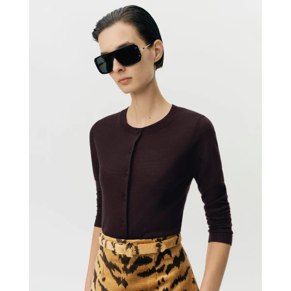 Adam Lippes Worth Cardigan in Fine Cashmere, Espresso