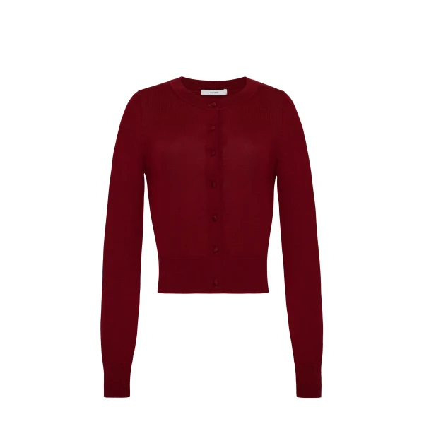 Worth Cardigan in Fine Cashmere, Merlot
