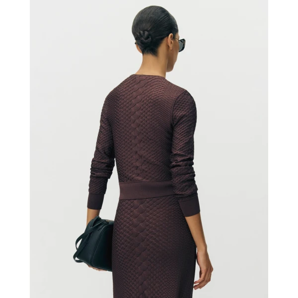 Adam Lippes Worth Cardigan in Viscose Python, Espresso