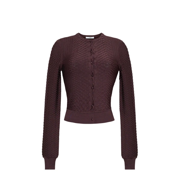 Adam Lippes Worth Cardigan in Viscose Python, Espresso | Cardigan | Luxury Shoes 