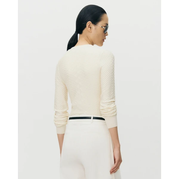 Adam Lippes Worth Cardigan in Viscose Python, Ivory
