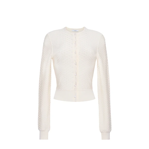 Worth Cardigan in Viscose Python, Ivory