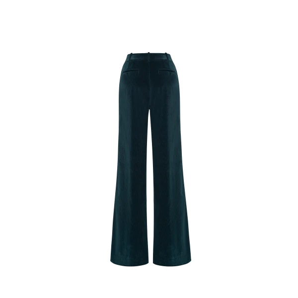 Adam Lippes Wyatt Pant in Corduroy, Hunter Green