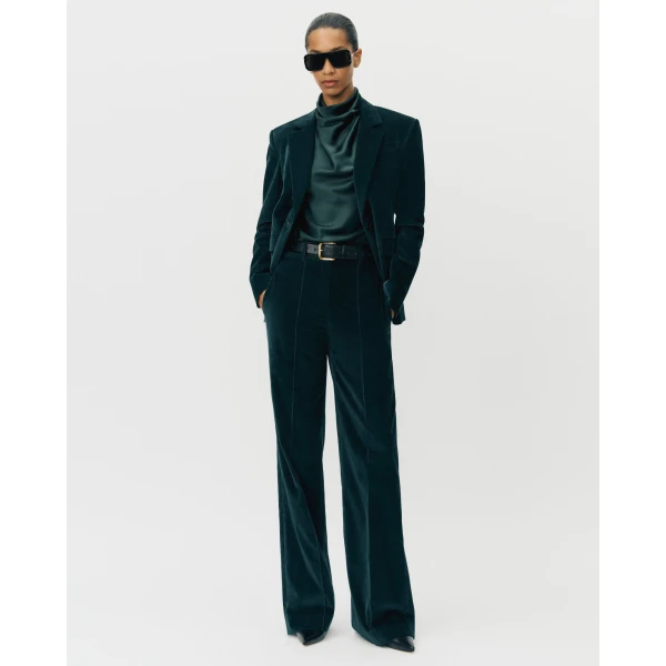 Adam Lippes Wyatt Pant in Corduroy, Hunter Green