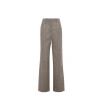 Adam Lippes Wyatt Pant in Houndstooth Plaid, Camel Brown | Wide leg pants | Luxury Shoes 