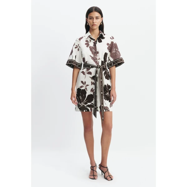 Aje Addie Mini Shirt Dress in Sierra Print | Mini Dresses | Luxury Shoes 