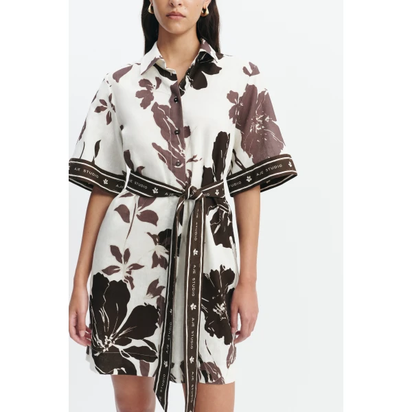 Aje Addie Mini Shirt Dress in Sierra Print | Mini Dresses | Luxury Shoes 