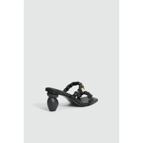 Aje Aestra Plaited Mid Heel in Black | Heels | Luxury Shoes 