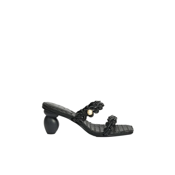 Aje Aestra Plaited Mid Heel in Black | Heels | Luxury Shoes 