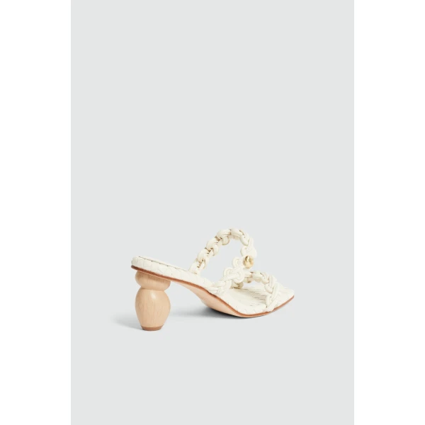 Aje Aestra Plaited Mid Heel in Ivory | Heels | Luxury Shoes 