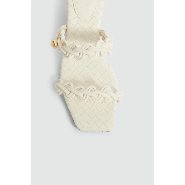 Aje Aestra Plaited Mid Heel in Ivory | Heels | Luxury Shoes 