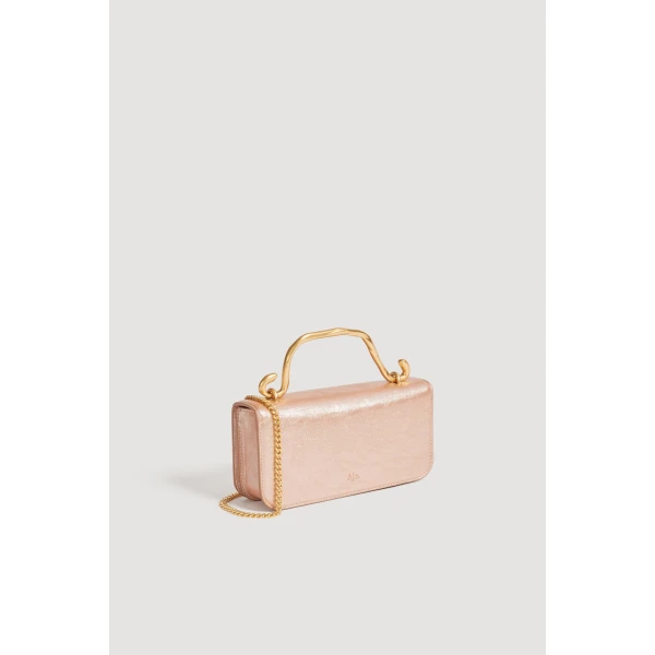 Aje Alessia Flower Clutch in Rose Gold Metallic | Clutch Bags | Luxury Shoes 