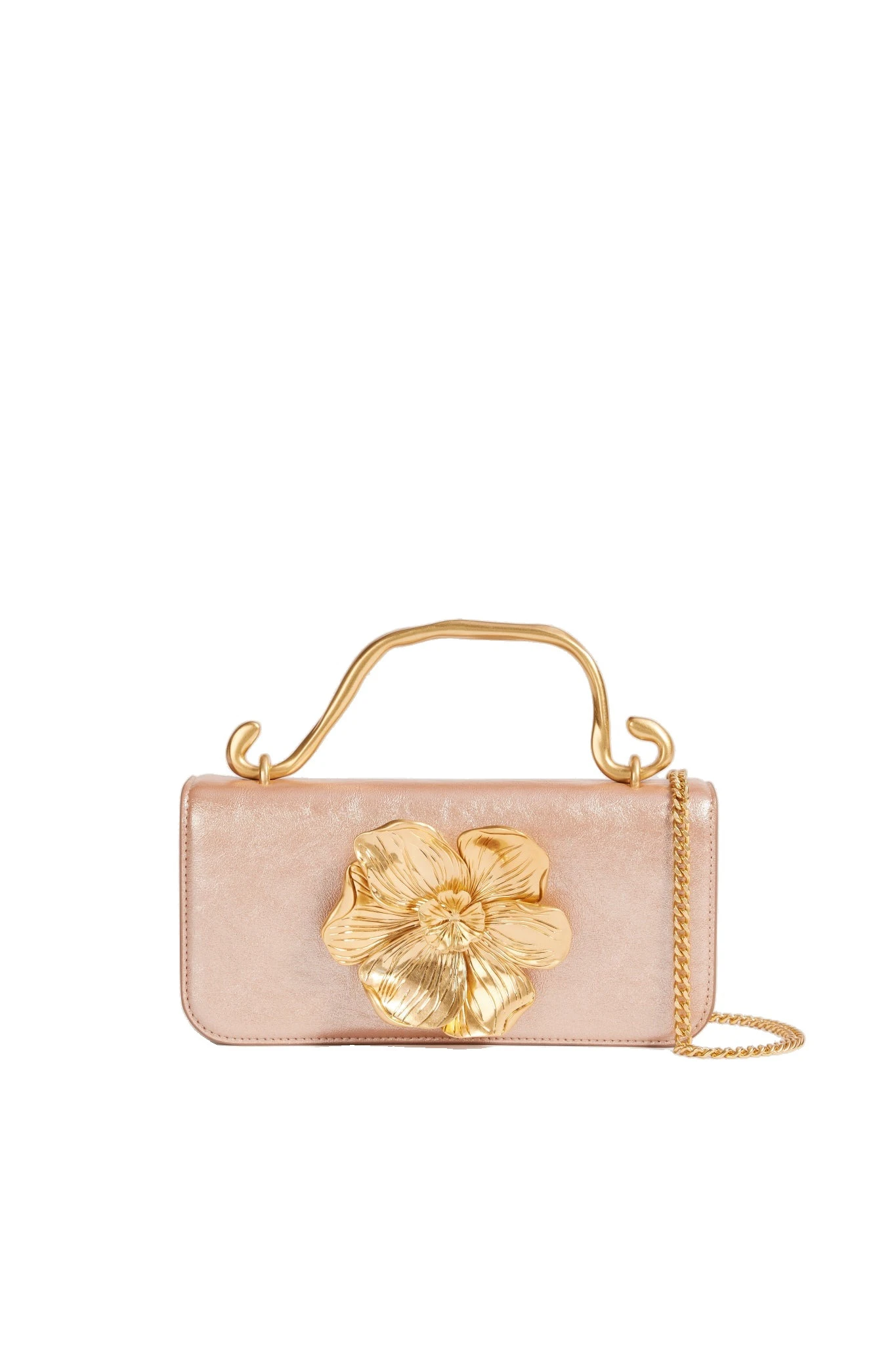Aje Alessia Flower Clutch Rose Gold Metallic Aje Alessia Flower Clutch in Rose Gold Metallic | Clutch Bags | Luxury Shoes