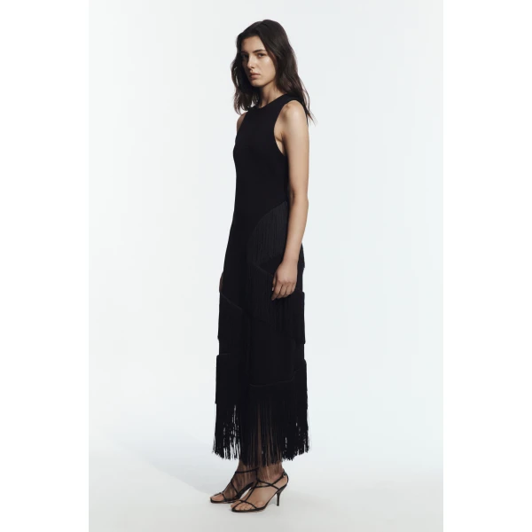 Aje Align Knit Maxi Dress in Black | Maxi Dresses | Luxury Shoes 