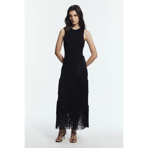 Aje Align Knit Maxi Dress in Black | Maxi Dresses | Luxury Shoes 