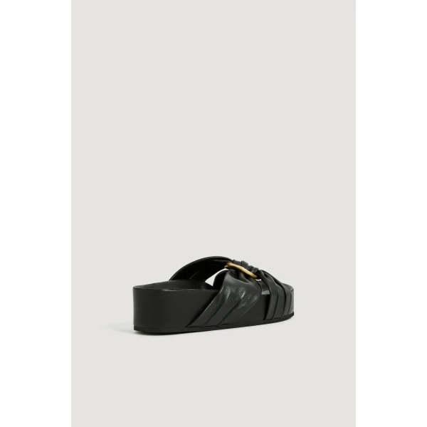 Aje Alina Stacked Slide in Black | Flip Flops & Slides | Luxury Shoes 