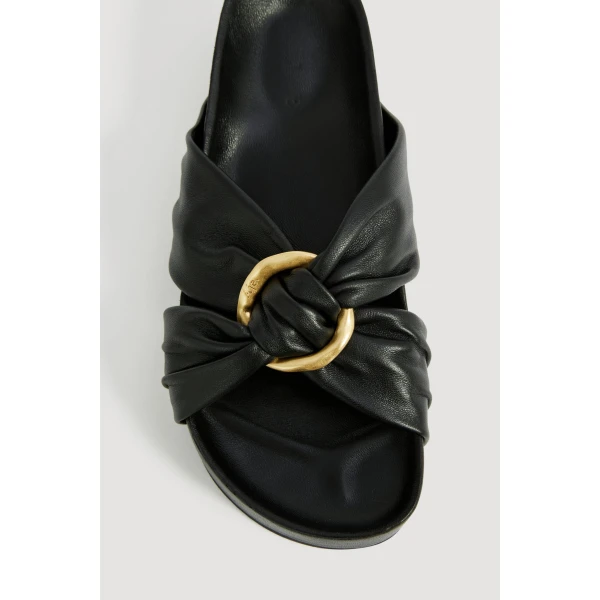 Aje Alina Stacked Slide in Black | Flip Flops & Slides | Luxury Shoes 