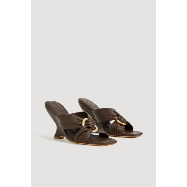 Aje Alina Wedge Mule in Chocolate | Heels | Luxury Shoes 