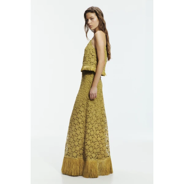 Aje Alora Lace Maxi Skirt in Avocado | Skirts | Luxury Shoes 