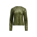 Aje Althira Long Sleeve Sequin Top in Avocado | Tops | Luxury Shoes 