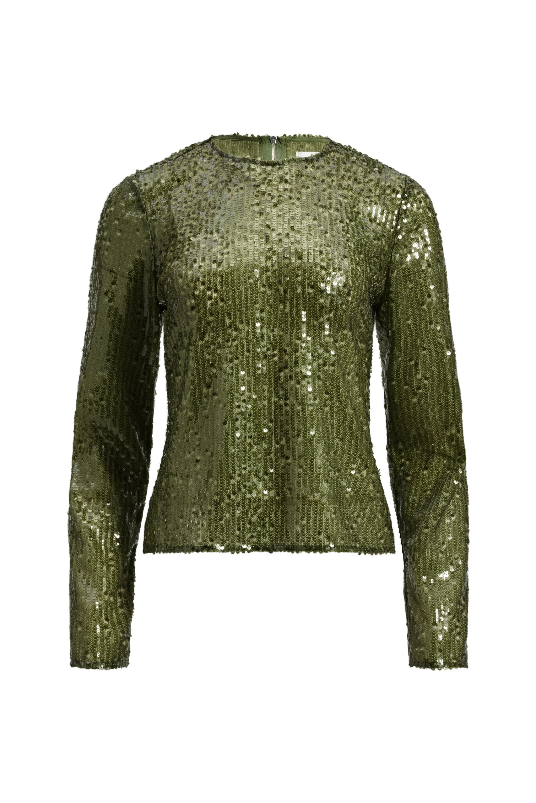 Aje Althira Long Sleeve Sequin Top Avocado Aje Althira Long Sleeve Sequin Top in Avocado | Tops | Luxury Shoes