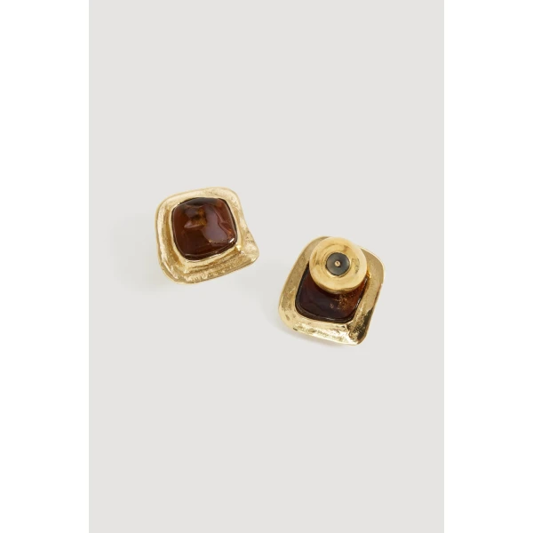 Aje Amelia Stud Earring in Gold/Bronze | Earrings | Luxury Shoes 