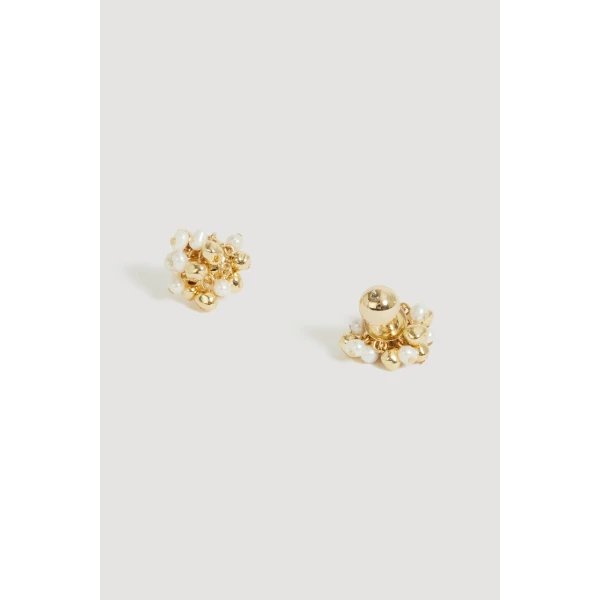 Aje Ana Small Cluster Stud in Gold/Pearl | Earrings | Luxury Shoes 
