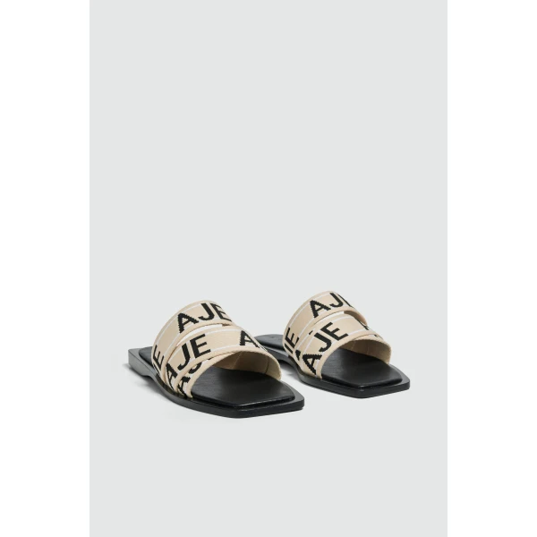 Aje Anais Slide in Black/Natural | Flip Flops & Slides | Luxury Shoes 