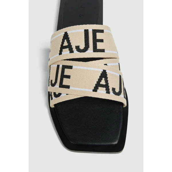 Aje Anais Slide in Black/Natural | Flip Flops & Slides | Luxury Shoes 