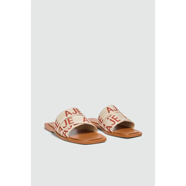 Aje Anais Slide in Chestnut/Natural | Flip Flops & Slides | Luxury Shoes 
