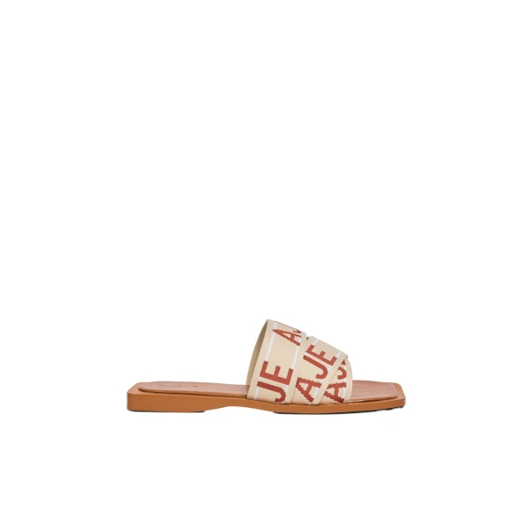 Aje Anais Slide in Chestnut/Natural | Flip Flops & Slides | Luxury Shoes 