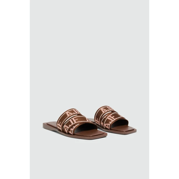 Aje Anais Slide in Chocolate | Flip Flops & Slides | Luxury Shoes 