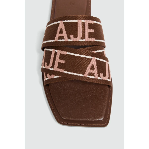 Aje Anais Slide in Chocolate | Flip Flops & Slides | Luxury Shoes 