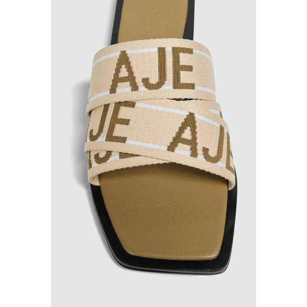 Aje Anais Slide in Olive/Natural | Flip Flops & Slides | Luxury Shoes 