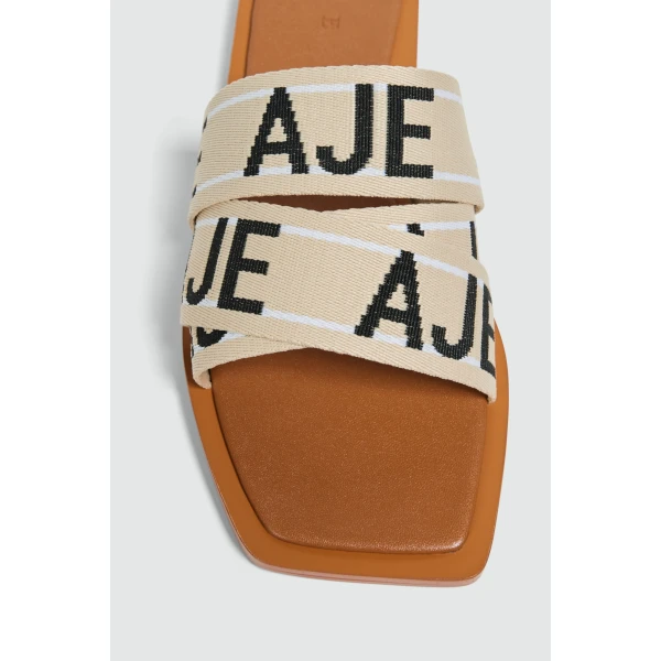 Aje Anais Slide in Tan/Natural | Flip Flops & Slides | Luxury Shoes 