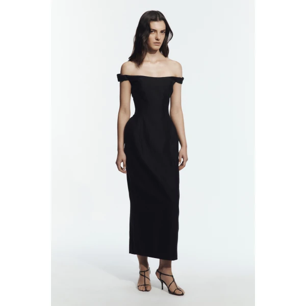 Aje Aphrodite Midi Dress in Black | Midi Dresses | Luxury Shoes 