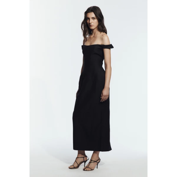 Aje Aphrodite Midi Dress in Black | Midi Dresses | Luxury Shoes 