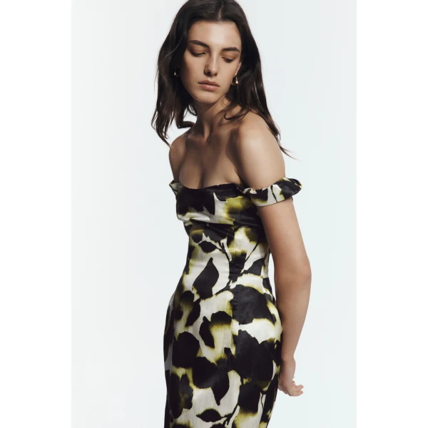Aje Aphrodite Midi Dress in Ink Folia | Midi Dresses | Luxury Shoes 