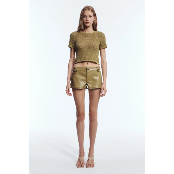 Aje Asher Knit Tee in Avocado | Knitwear | Luxury Shoes 