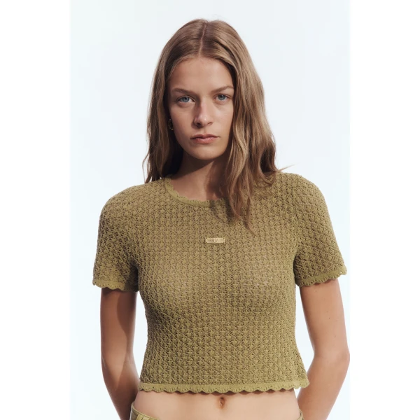 Aje Asher Knit Tee in Avocado | Knitwear | Luxury Shoes 
