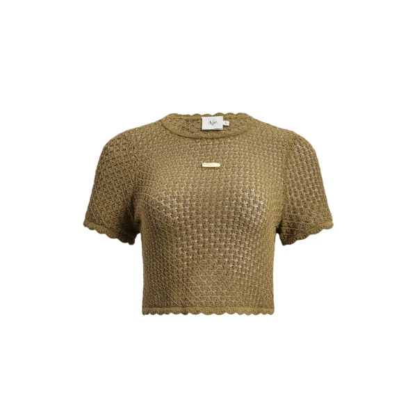 Aje Asher Knit Tee in Avocado | Knitwear | Luxury Shoes 