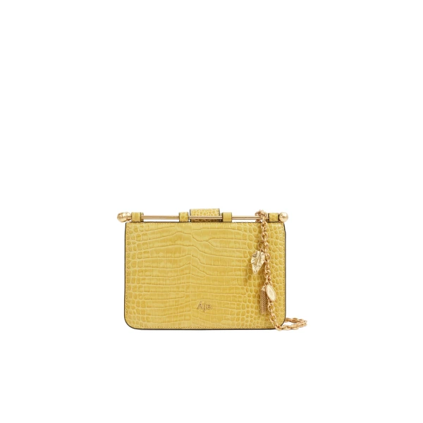 Aje Aviel Evening Bag in Golden Ochre Croc | Shoulder & Crossbody Bags | Luxury Shoes 