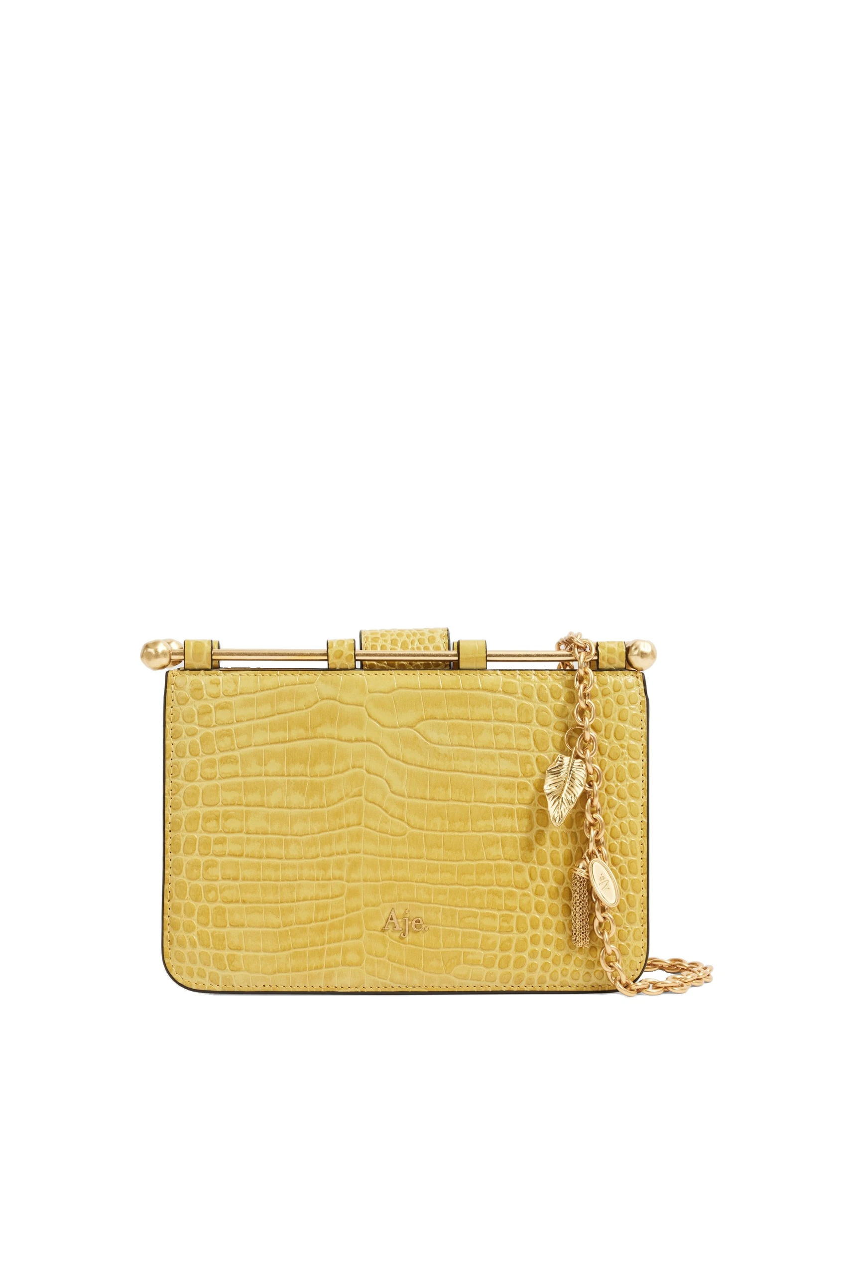 Aje Aviel Evening Bag Golden Ochre Croc Aje Aviel Evening Bag in Golden Ochre Croc | Shoulder & Crossbody Bags | Luxury Shoes