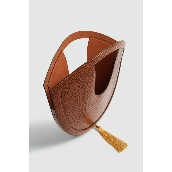 Aje Bijou Croc Emboss Bag in Amber Croc | Shoulder & Crossbody Bags | Luxury Shoes 