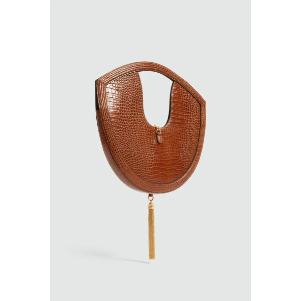 Aje Bijou Croc Emboss Bag in Amber Croc | Shoulder & Crossbody Bags | Luxury Shoes 
